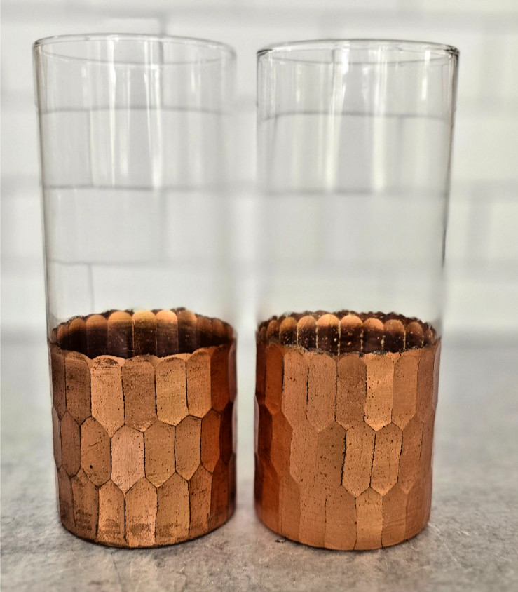 World Market Copper Faceted Tumblers Glass Set of 2
