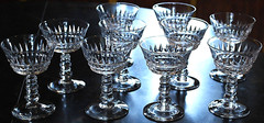 Vtg Set 10 BRYCE WAKEFIELD Champagne/Sherbet Glasses CUT CRYSTAL BALL STEM 4.75″