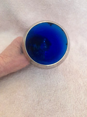 Vintage Arte Italica S L Line Italy Blue Brandy Snifter Glass 24K Gold Highlight