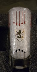 MCM Crest & Arrows 10 oz Tumbler Glasses Set Of 8 W/ Carrier Excellent Condition