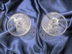 Set of 2 Vintage Fostoria American Clear Low Water Goblets 5 1/2″ Stem 2056