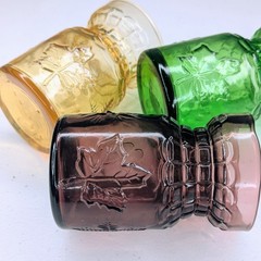 Vintage Wheaton Juice Glasses Set Of 3 Four Seasons Design 3 Colors Unique *READ