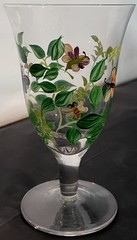 Handpainted Butterfly Bees and Leaves Goblet Glass 6-3/4″x4″