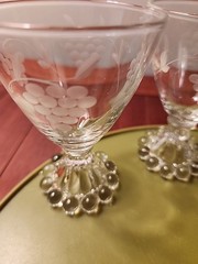 Vintage Etched Wine Glasses Anchor Hocking Boople Grape Design 4″ Lot Of 5