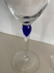 Zrike Vintage Cobalt Blue Teardrop Handblown Wine Glass