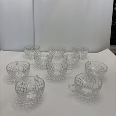 Set Of 10 Anchor Hocking Waterford Waffle Crystal Cups