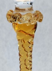 Set of 2 Vintage Bohemian Amber & Clear Art Glass Wine Goblets w/Crown Hallmark