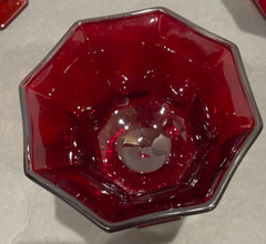 Vintage 70’s Octagonal Ruby Red Goblet Glass