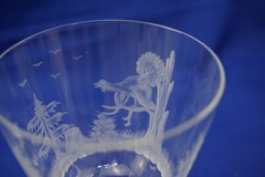 Hunt Safari Animal Scenes-(6) Water Goblets, 5 3/8″ -LOT F (B61)
