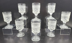 8 Anchor Hocking Wexford Claret Wine Glasses Set Vintage Cut Etched Bar Ware Lot