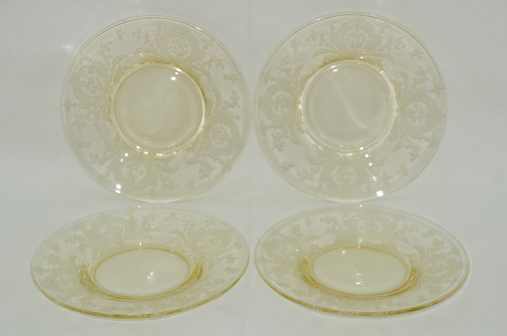 Tiffin La Fleure Yellow (4) Bread & Butter Plates or Dessert Plates, 6 1/8″