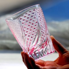 Boutique Pink Whisky Glass Hand-cut Edo Kiriko Crystal Highball Glass 280ml