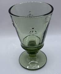 6 La Rochere Bee 5 1/2” Footed Olive Green Wine Glasses Goblets Mint!