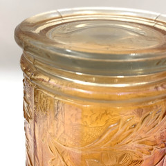 Dugan Marigold Carnival Glass Lattice & Daisy Tumbler