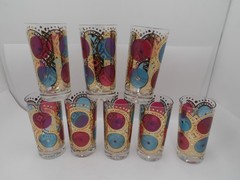 8 Vintage Marion V. Dorn Art Deco Barware Glasses Tumblers