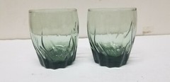 2 ANCHOR HOCKING AVOCADO GREEN STARFIRE CENTRAL PARK LOW BALL ROCK GLASSES 10 OZ