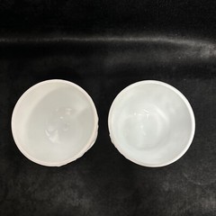 Vtg FTD 1975 EO Brody Embossed Oak Leaf Milk Glass Goblets Chalice Compote