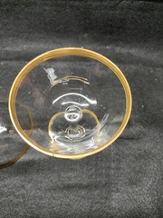 PAIR TIFFIN FRANCISCAN GOLD EDGES GLASS SHERBET STEM WARE 4 1/4» TALL