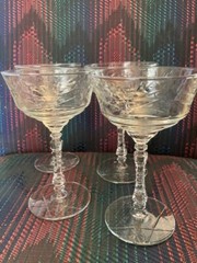 Libbey #3005 Rock Sharpe Arctic Rose Champagne Tall Sherbet Glasses 6 1/8″
