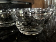 Libbey Vintage Black & Gold 1950’s “Horseless Carriage” Glasses and Bowls EUC