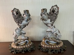 Pair of lion torches Emile Gallé, Nancy Saint Clément (price of the pair)