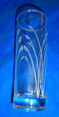 Set of 4 Clear Crisa Signed Etched MCM 6 3/8″ Glasses