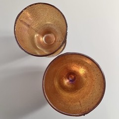 VINTAGE CARNIVAL GLASS / Marigold Crackle By JEANETTE / 2 Glasses / CIRCA 1930