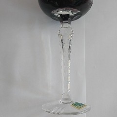 Lausitzer W.Germany Cut to Clear Crystal Amethyst Grapes Goblet Wine Glass 7.5″
