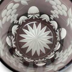Edo Kiriko Cut Crystal Purple Grapes Whiskey Glass Sake Japan Artisan Etched