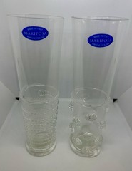 Rare Mariposa Applique Swirl Dots Original Sticker Italy Set Of 2 Tumblers 7”
