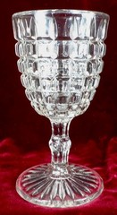 EAPG Goblet Cube Block Knob Stem Rayed Base Clear Glass 1870s #168