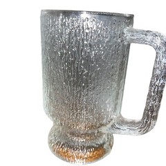 Indiana Glass Crystal Ice Pitcher 2 Footed Mugs Tree Bark Vintage