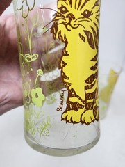 Vintage Kitten Striped Kitty Cat Juice Glass Set Of 2 1950’s 1960’s Sammy Yellow