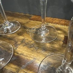 Vintage 80s Mikasa Crystal Ribbon Holly hand blown Set of 6 Glasses Gold Rim