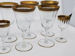 Vintage Tiffin Franciscan Crystal Rambler Rose Encrusted Gold Lot of 7 Assorted