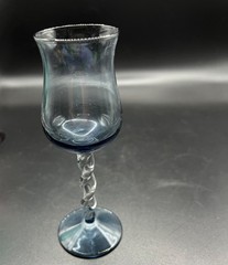 Vintage Hand-Blown Twisted Stem Cordial glasses Set Purple Green & Blue MCM