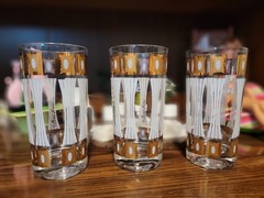 Fred Press Vintage Atomic MCM Highball Glasses 22K Gold – Set of 3 – Ex. Shape!