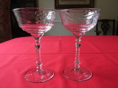 (4) Libbey Rock Sharpe ARCTIC ROSE 3005 Cut Floral Crystal Champagne Sherbet 6″