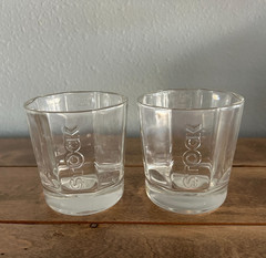 Stock Brandy Glass Set of 2 Octagon Old Fashion Rocks Embossed Glasses 20CL