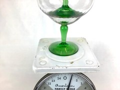 Vintage Uranium Glass Optic Swirl (2) Sherbet Grapefruit Compote EXCELLENT (2-6)