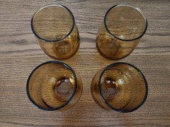 Set of Four Vintage Libbey Gold Amber Tempo Water Wine juice 12 oz Glasses Great