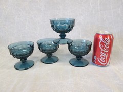 Set 4 SHERBERTS INDIANA Cube Cubist Pattern Whitehall Riviera Blue Glasses