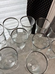 Vintage French Plantinum Rim Wine Glass Set Of 12+1 MCM Luminarc France 60s