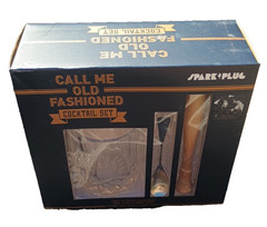 Call Me Old Fashioned Cocktail Set w recipe book Spoon Muddler Glass w gold foil