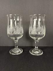 4 Arby’s Winter Wonderland Snow Frosted Trees Water Wine Goblets Libbey Vintage