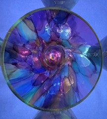 The Glass Forge Champagne Flutes ET Rainbow Studio Art Glass Signed • Set of 5