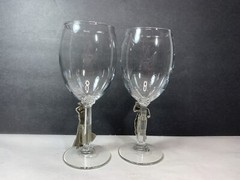 Fort Pewter Male Female Golfers Wine Water Glass Set Golf Gift Vintage