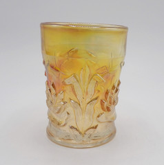 Water Lily & Cattails Marigold by Fenton Flat Tumbler Cup