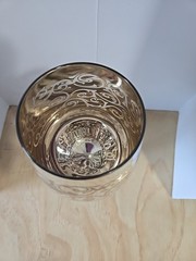 Cristalleria Fumo Style Large Silver/Gold Wine Goblet China 10″H Great Condition