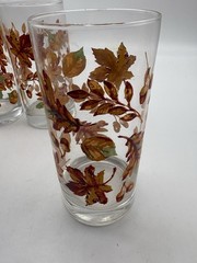 Set of 4 VTG Libbey Autumn Fall Leaves Thanksgiving Drinking Glasses 6″ Tall EUC